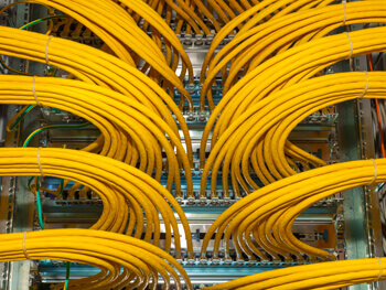 Close up view of a clients' structured cabling system